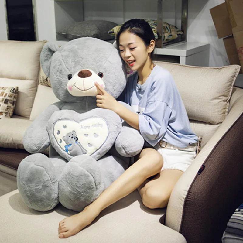 1 قطعة كبيرة الحجم 90 سنتيمتر الكرتون لطيف الدب مع القلب دمية أفخم لعبة لينة محشوة الحيوان مكتب أريكة ديكور kawaii الهدايا للأطفال