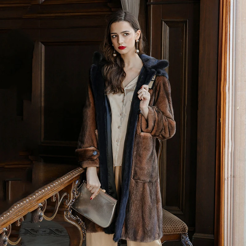 Longues Manteaux Hiver Capuchon Fourrure Velours À Copenhague Slim Longue 2019 Réel Champagne Moyen Manches Lvchi Femmes Avec Cygne Vison De Chapeau Ozdqnw4