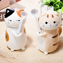 Keramik kreative Cartoon hund katze Tee kaffee becher tiermilch tasse wohnkultur handwerk dekoration porzellan figurine handwerks-dekoration tassen