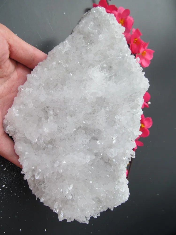 

C51 Natural White Quartz Flowers Crystal Clusters Decoration Resistant Healing Stone Feng Shui Decoration 950g