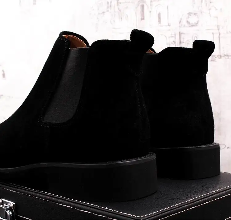 ERRFC Fashion Winter Men Chelsea Boots Brown Slip On Nubuck Trending Man Martin Boots Black Luxury High Top Casual Shoes 38-44 -