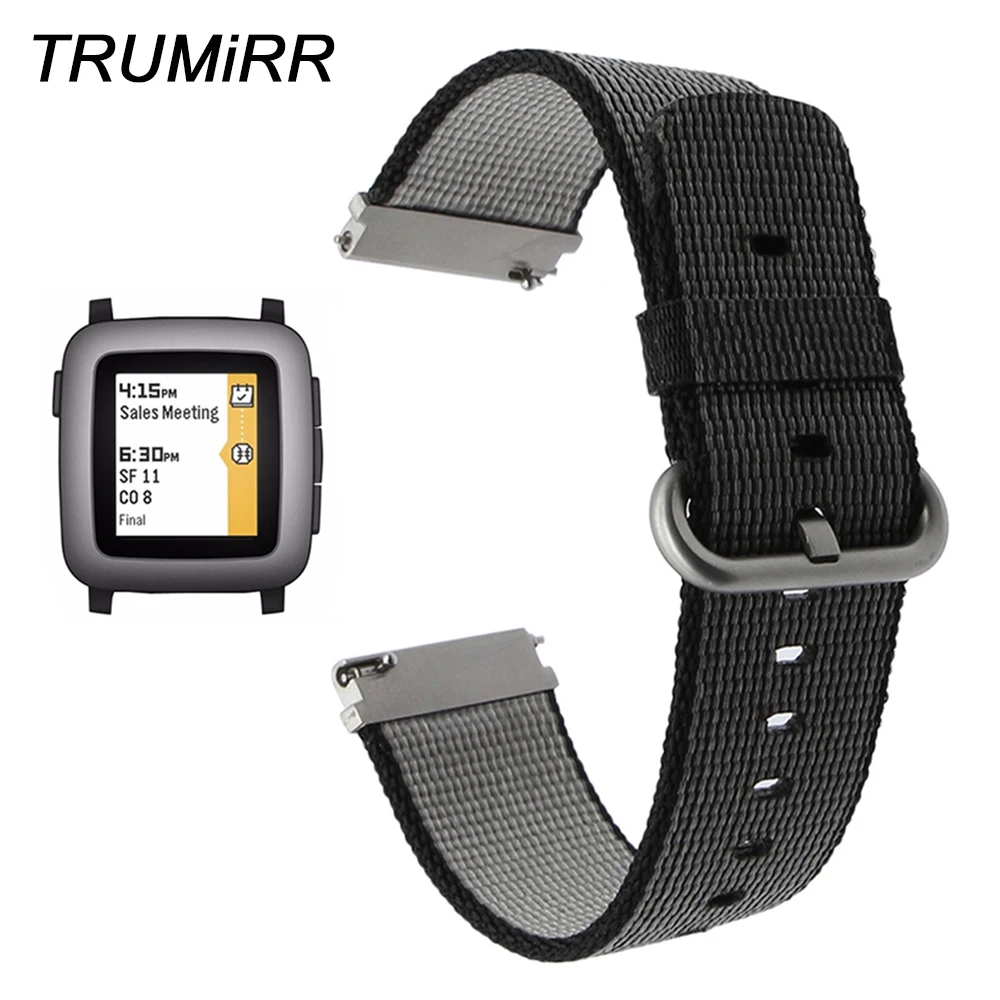 Ремешок нейлоновый быстросъемный 22 мм для часов Pebble Time Gear 2 Neo Live Moto 360 46 Fossil Q Founder