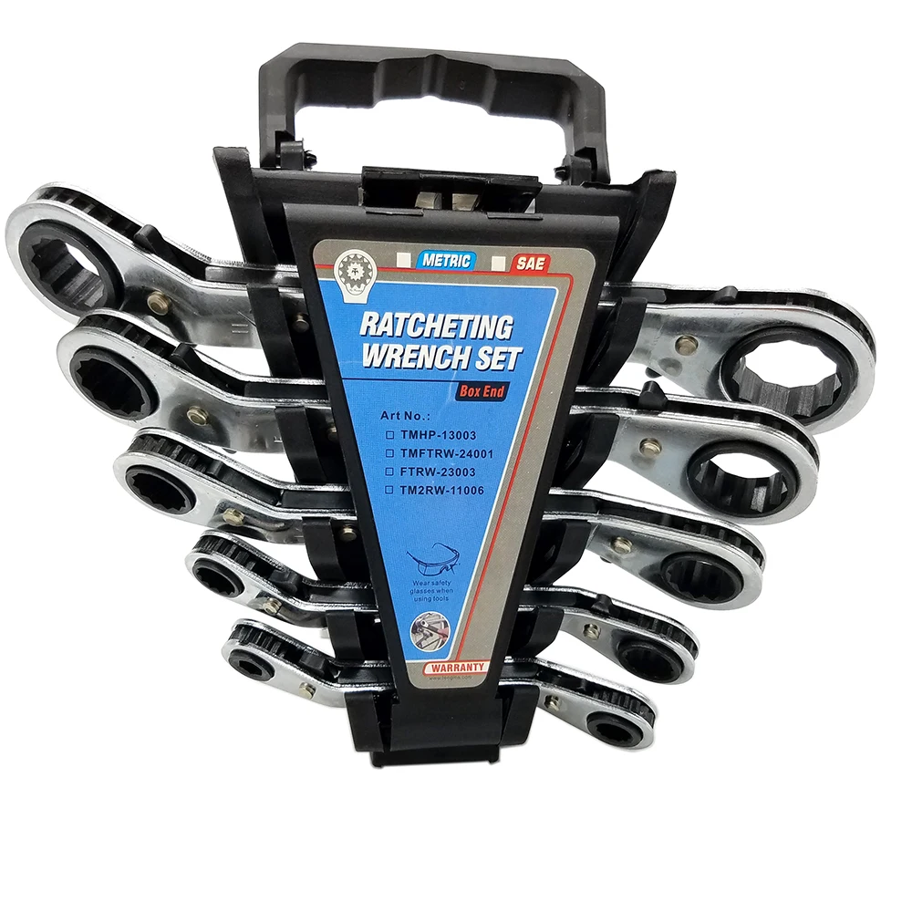 5pc Metric SAE Offset Torque Wrench Set Universal Ratchet Wrench
