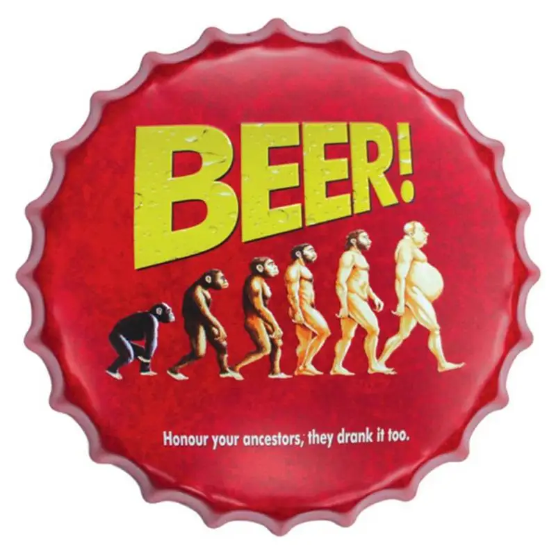 

35cm Bottle Cap Sign Decorative Metal Wall Art Vintage Decorative Metal Plates Beer Cafe Bar Decoration Home Decor A20