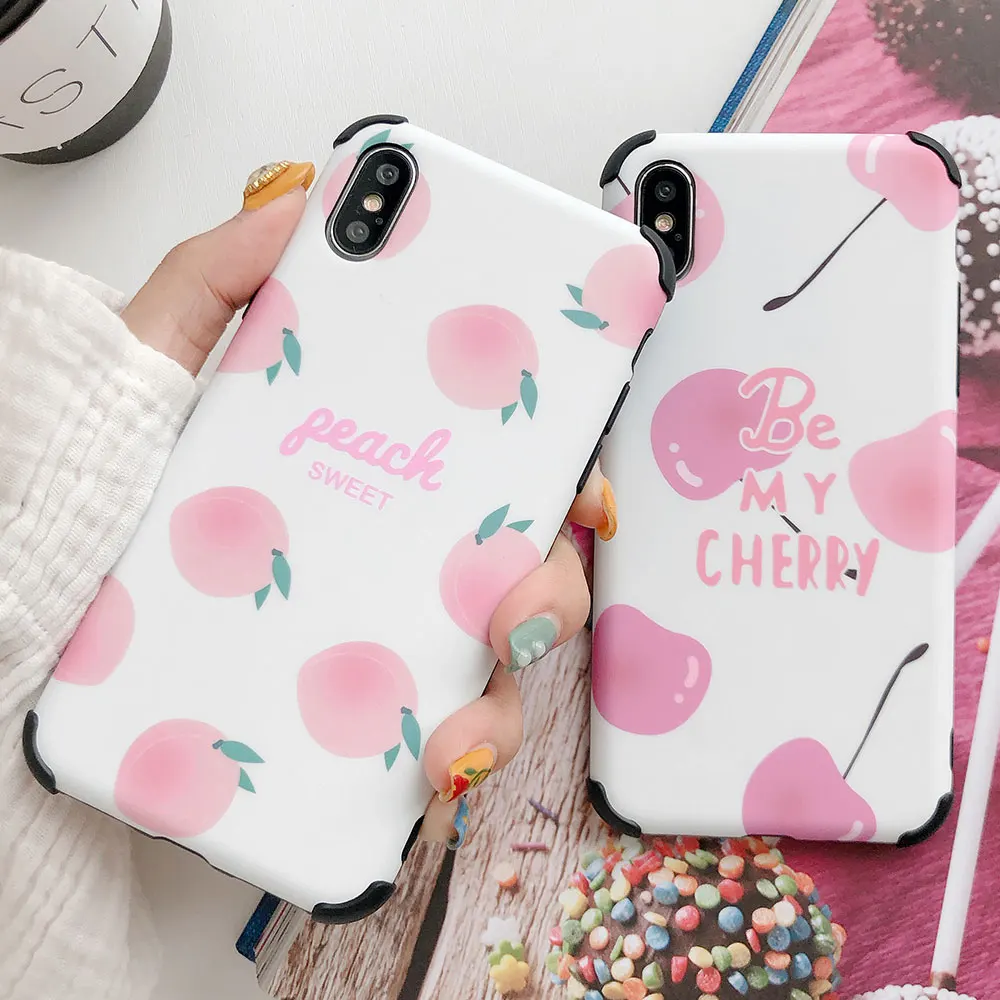 

RAXFLY Shockproof Case For iPhone XR X XS Max Fruits Patterned Cases For iPhone 7 8 6 6S Plus Soft IMD Full Body Back Cover