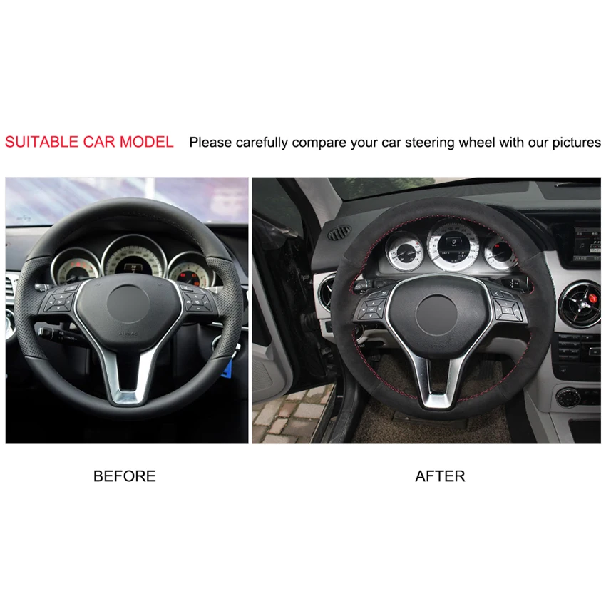 DIY черная замша кожа рулевого колеса автомобиля крышки для Mercedes-Benz A-Class 2013- B-Class 2011 2012 2013 CLA