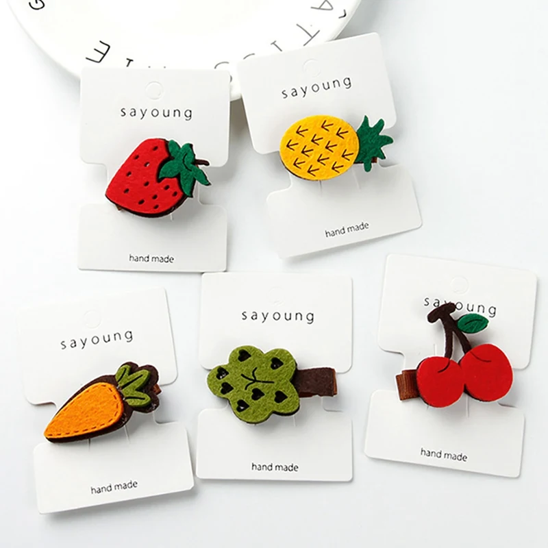 

1Pc Kids Girls Hair Clips Cute Cartoon Fruit Design Hair Pin Set Children Hairpin Princess Hair Accessories