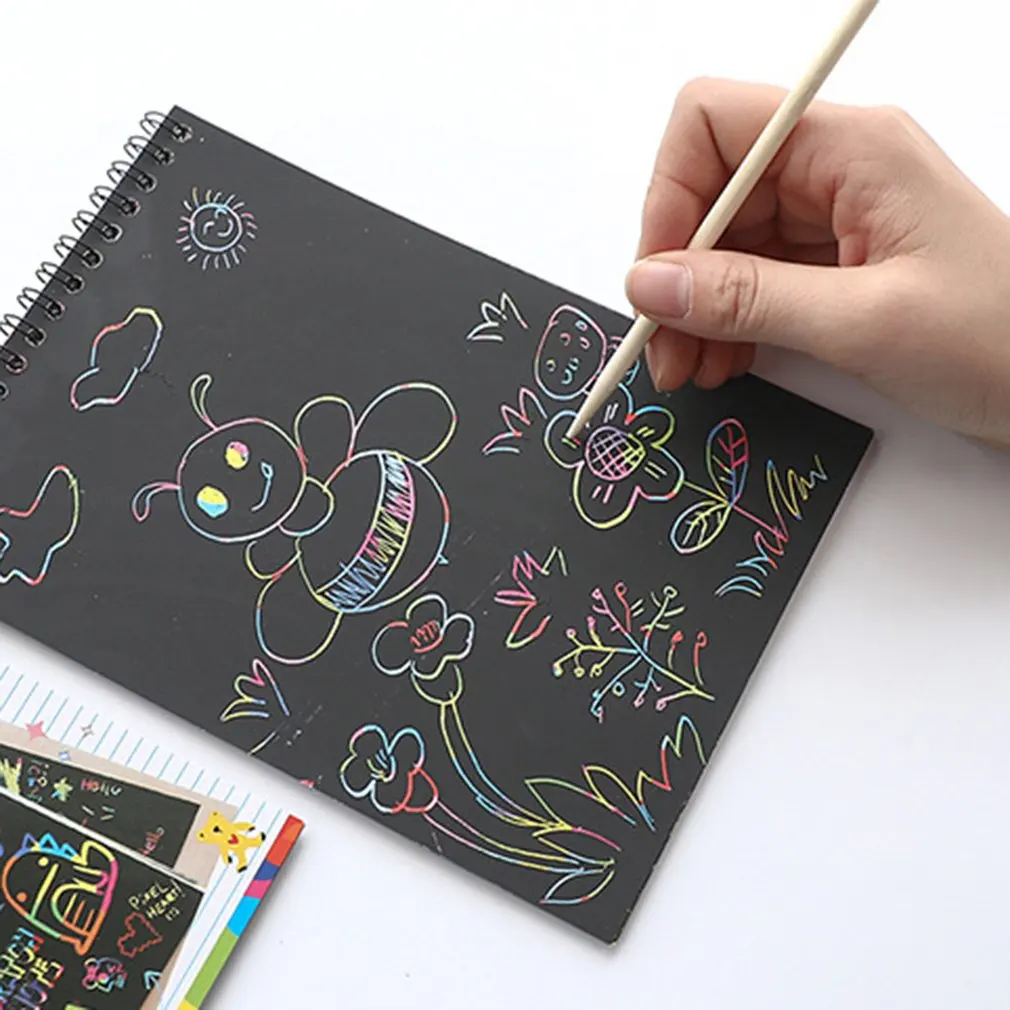 

Magic Scratch Art Painting Paper With Drawing Stick Kids Toy Educational Toy For Baby Girl Boy Children