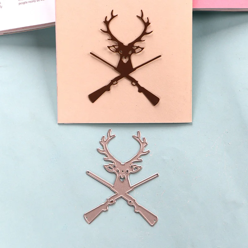 

DUOFEN METAL CUTTING DIES hunting deer and gun embossing stencil DIY Scrapbook Paper Album 2019 new