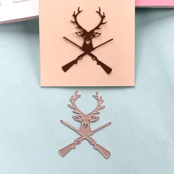 

DUOFEN METAL CUTTING DIES hunting deer and gun embossing stencil DIY Scrapbook Paper Album 2019 new