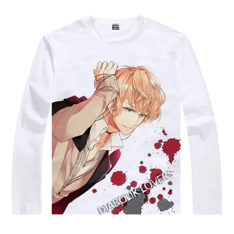 Аниме DIABOLIK LOVERS костюмы для косплея Komori Yui футболки с длинными рукавами принтом