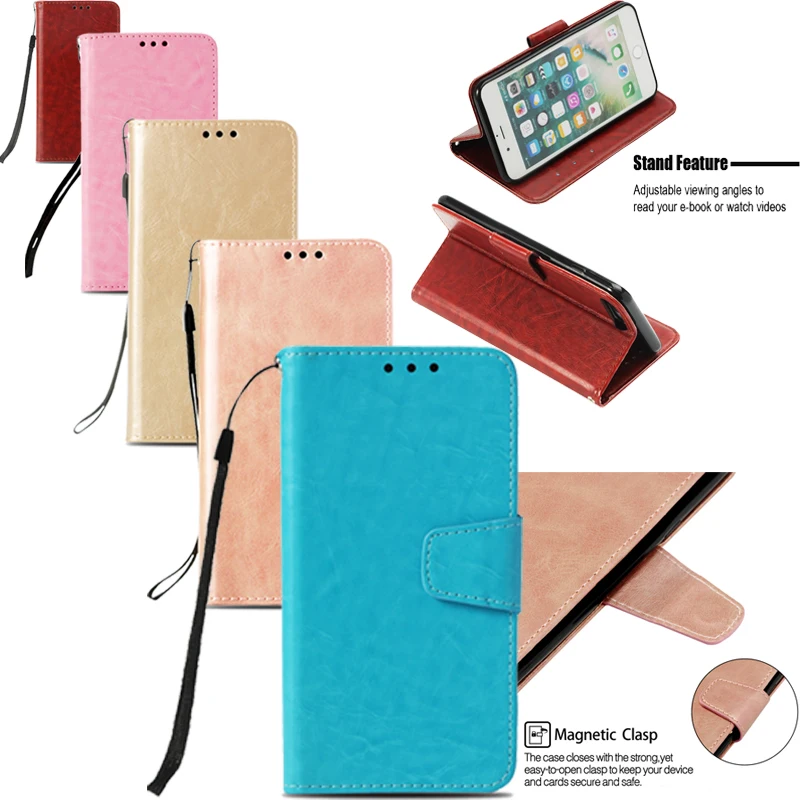 

Flip Leather Wallet Phone Silicone Soft TPU Cover Shell Coque Stand String for Apple iPhone 5 5S SE 5C 6 6S 6G 7 8 Plus X Case