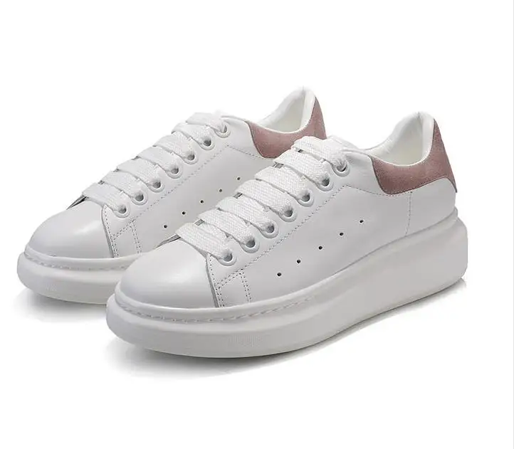 

2018 first layer real leather leisure lace ladies fashion wild white shoes increased sole
