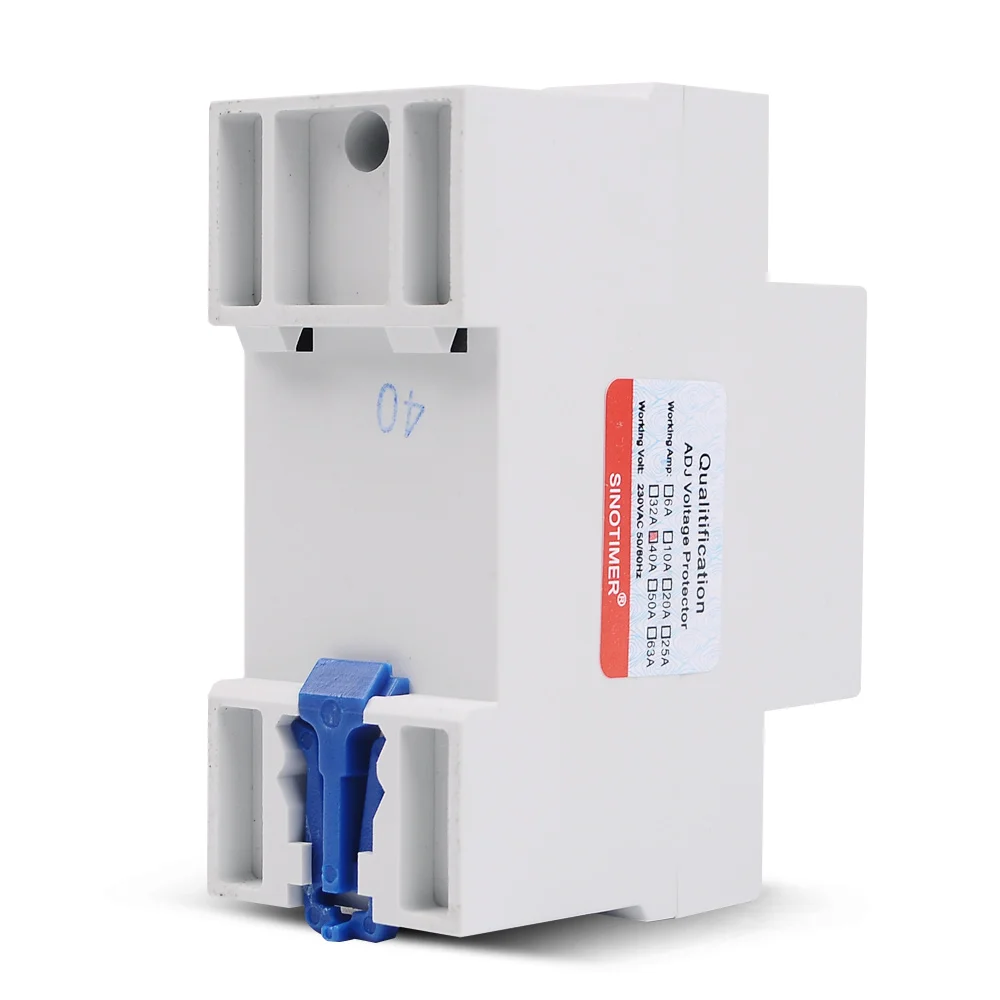 Dual LED display 40A 63A 80A din rail 230V adjustable voltage surge protector relay