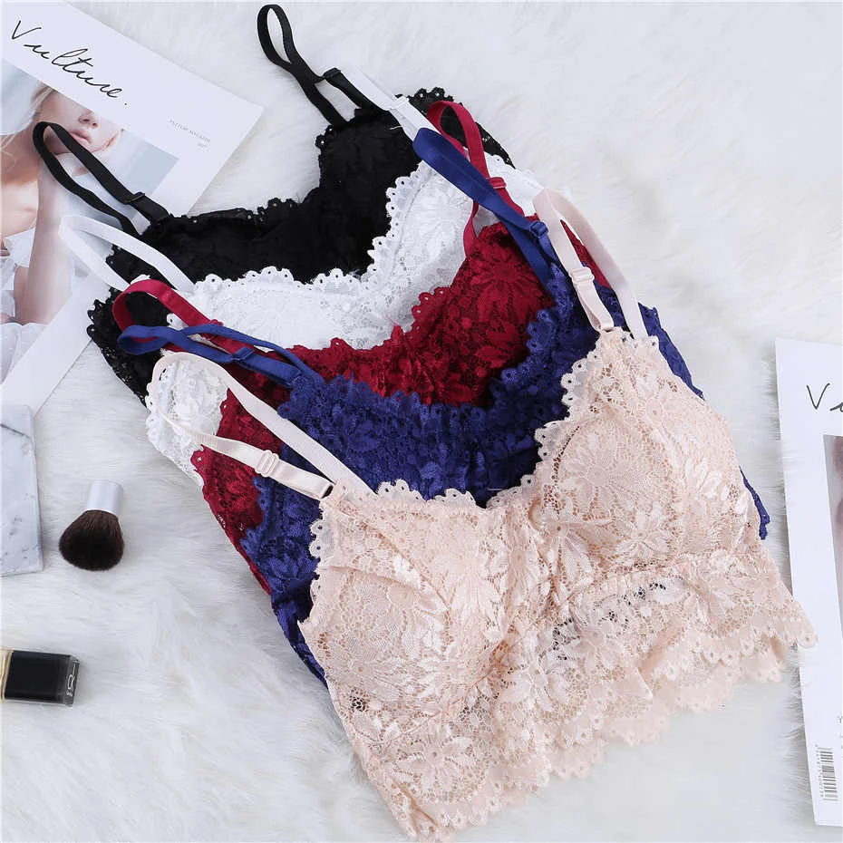 

New Women Lace Strap Wrapped Chest Shirt Top Underwear Bralett Camisole with Removable Pads Black White Skin Summer Crop Top