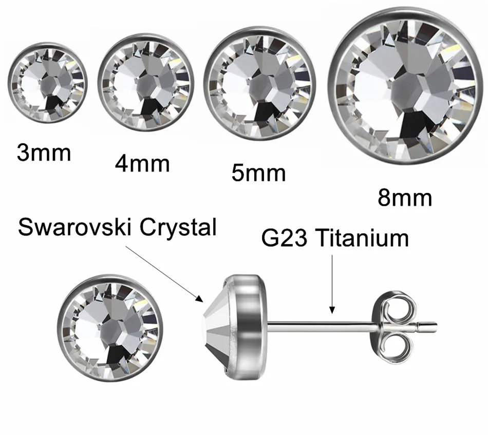 G23titan G23 титановый гвоздик серьги для мужчин женщин девочек 12 цветов простая кристальная Серебряная Сережка пирсинг серьги ювелирные изделия