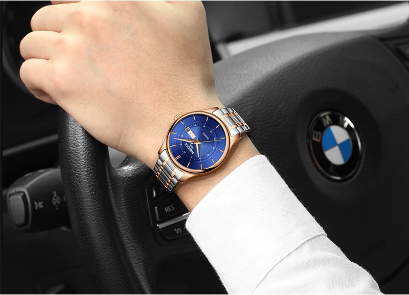 Relogio NIBOSI Watch Men Waterproof Leather And Steel Band Men Watch Date Day Blue Wrist Watch Analog Quartz Fashion Male Clock  (22)