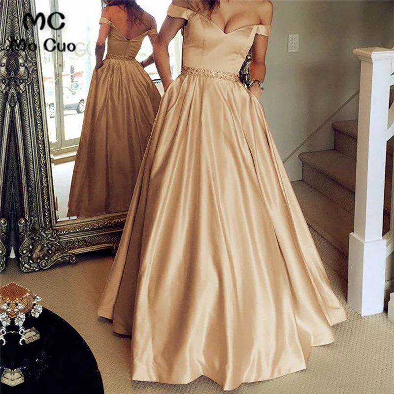 Siaoryne LP034 Off the Shoulder Sexy Buy Long Prom Dress New online with beading belt