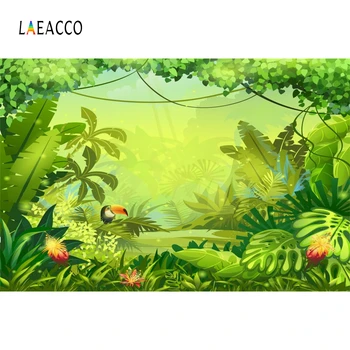 

Laeacco Summer Jungle Tropical Palms Tree Cartoon Green Photography Background Scene Vinyl Photophone Backdrop For Photo Studio
