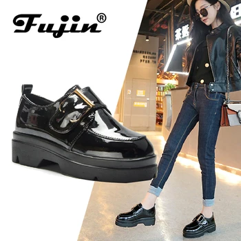 

Fujin 2020 Autumn Women Flat Creepers Platform Shoes Pu Slip On Loafers Women Moccains Casual Creepers Shoes Leather Shoes