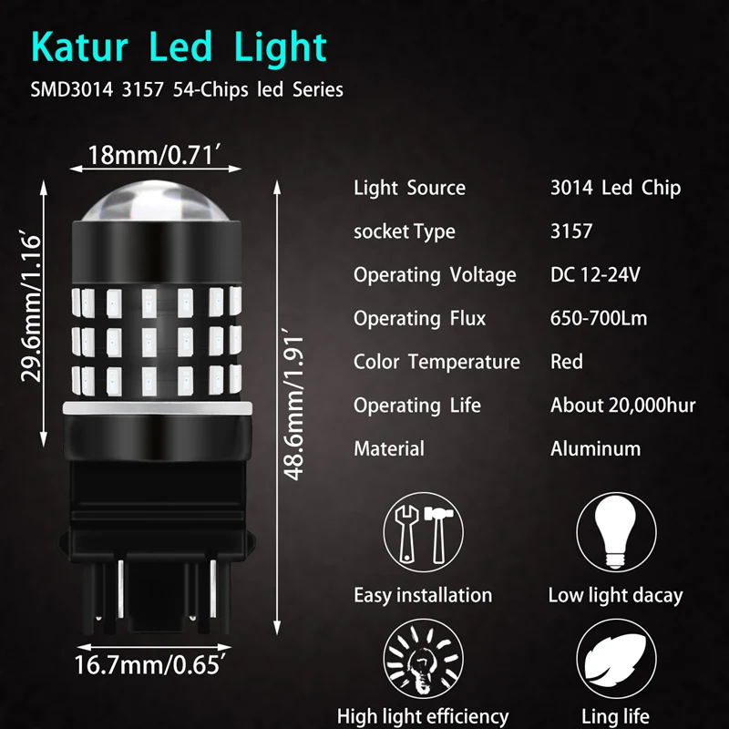 2 шт. 3157 3156 светодиодный высокой мощности 54 SMD 3014 Светодиодный желтый указатель