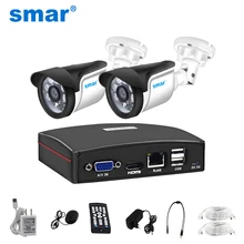 Sm4ch CCTV комплект видеонаблюдения 720 P/1080 P камера безопасности Система 4CH CCTV NVR с 2 шт 1MP/2MP IP камера eSATA/TF/USB хранение