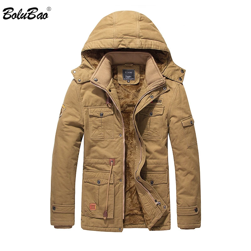 BOLUBAO Men Fleece Warm Thick Jacket Outerwear Windproof Casual Coat with Hooded Mens Jackets | Мужская одежда