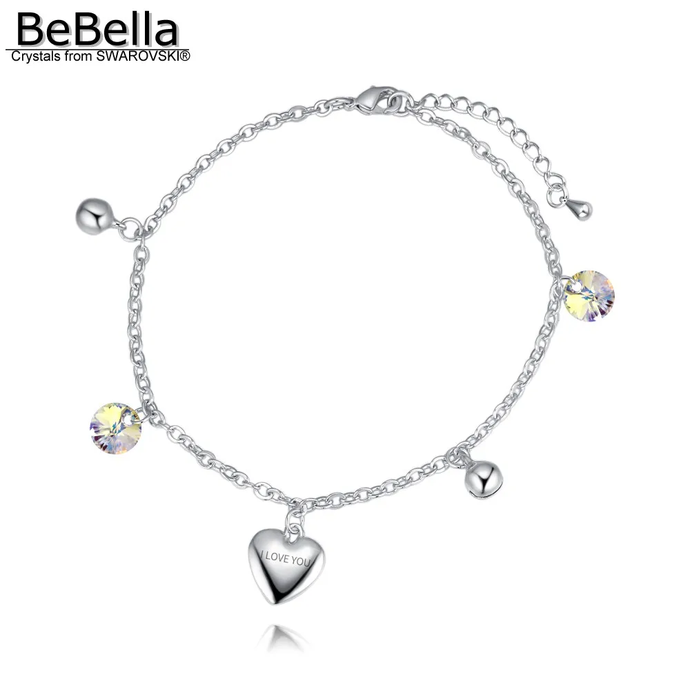BeBella шарма сердца ножной браслет на ногу Сделано с кристаллами от Swarovski для 2018