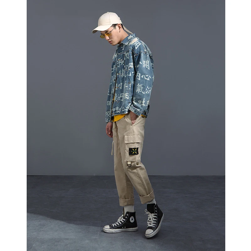 BYTHAWXLLA Hi-Street Men Ripped jeans Jackets washed patchwork Distressed Denim Man Streetwear HipHop Vintage Jacket W2403