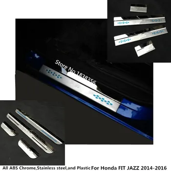 

High Quality For Honda FIT JAZZ 2014 2015 2016 Styling Body Stainless Steel Car Door Cover Plate Outside Threshold Pedal 4pcs