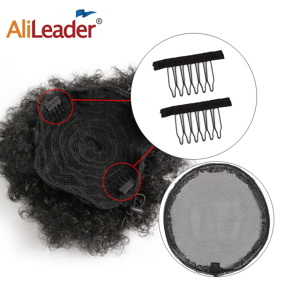 Alileader S/L Black Ponytail Net Wig Caps For Making Guleless Hairnet Hair Wig Making Tools Bun Maker Hair Net For Women 1Pcs