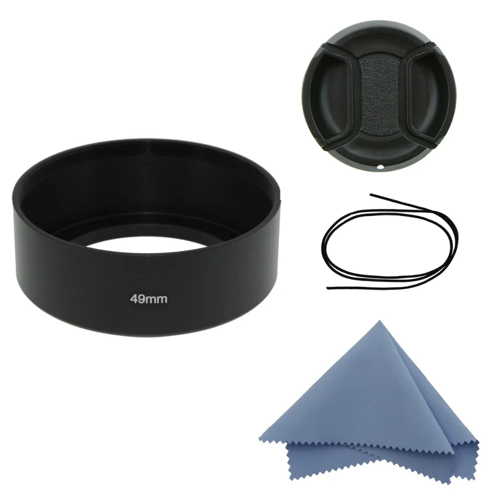 

SIOTI Camera Standard Focus Metal Lens Hood+Cleaning Cloth+Lens Cap for Nikon for Canon for Sony for Standard Thread Lens