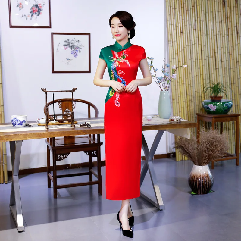 Восточные Вечерние платья Длинные Cheongsam красный пикантные современные китайское традиционное платье Классический для женщин Qipao свадеб - Цвет: D