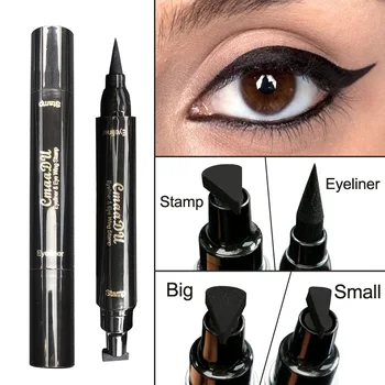 

1 pcs Waterproof Fast Dry Liquid Eyeliner black color with stamp eye pencil Natural Long Lasting Cat Style Make Up Eyeliner
