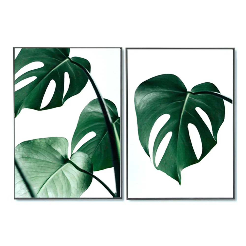 No Frame Wall Pictures Watercolor Tropical Plant Leaf Canvas Art Print ...