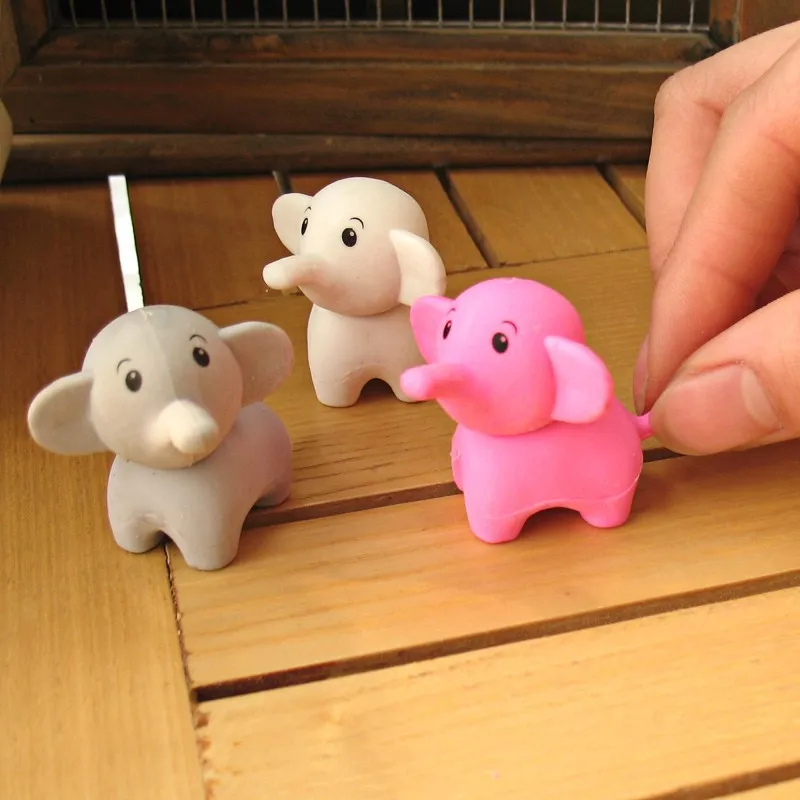 Kawaii животных Слон ластик, милый слон карандаш резина для школьников, 30 шт./лот