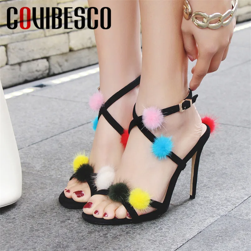 

COVIBESCO 2019 Summer New Fashion Sexy Round Toe Super Thin Heels Women Sandals Sweet Thin Strap Pumps Party Prom Shoes Woman