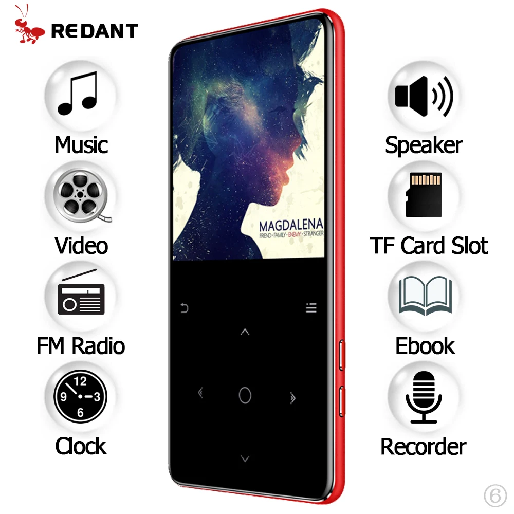 MP3 Player with bluetooth and built-in Speaker touch keys fm radio ebook mini USB music slim portable metal 16GB 32GB | Электроника