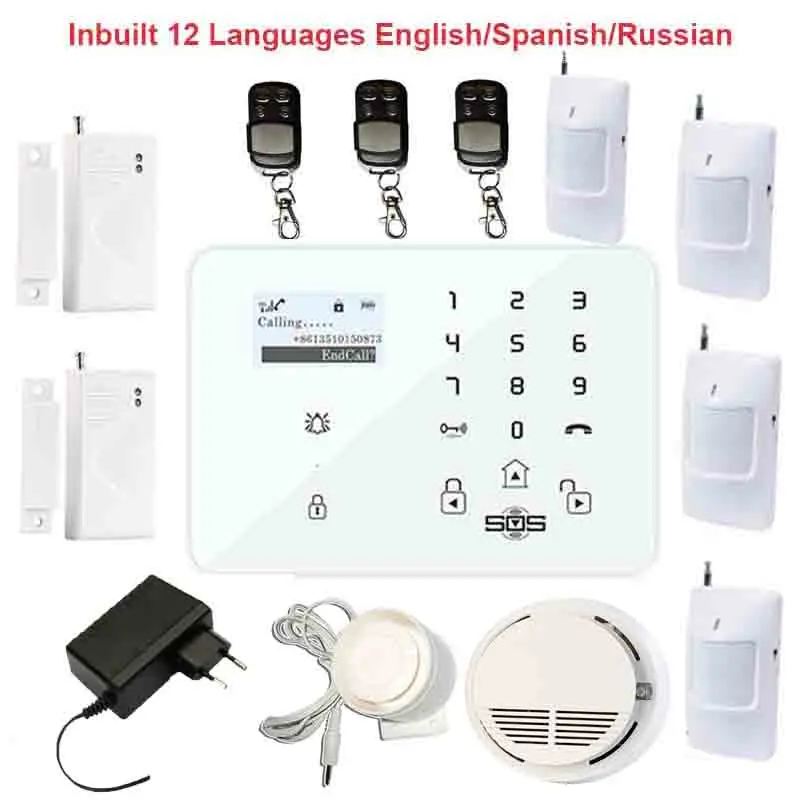 

GSM Alarm System Android IOS APP Wireless Touch Keypads Smart GSM SMS Home Security Burglar Alarme Smoke Detector Control K9P