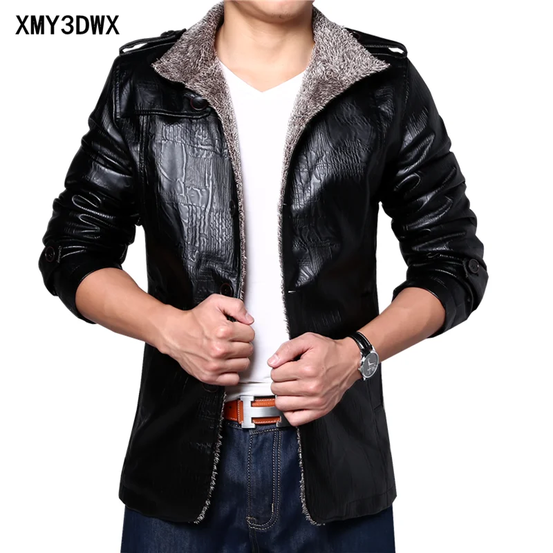 Aliexpress.com : Buy 2017 Autumn and winter men's leather warm plus fat ...