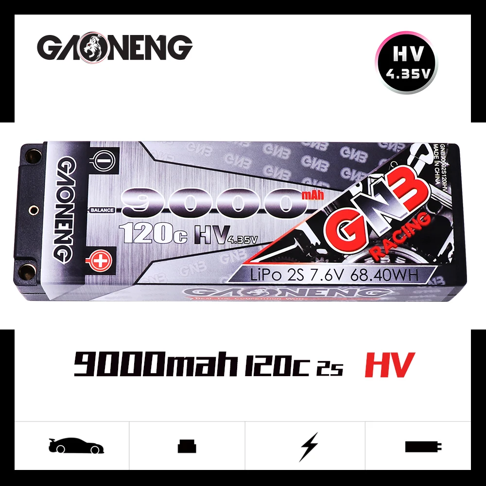 Gaoneng GNB 9000mAh 2S 7,6 V HV 120C/240C Hardcase LiHV перезаряжаемый литий-полимерный аккумулятор с штекером Deans T для 1:10 1/10 RC автомобиля лодки