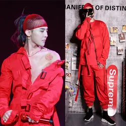 Певец мужской DJ ночной клуб бар рок гостевой костюм костюмы для сцены Цюань zhilong GD же красный костюм куртка + штаны