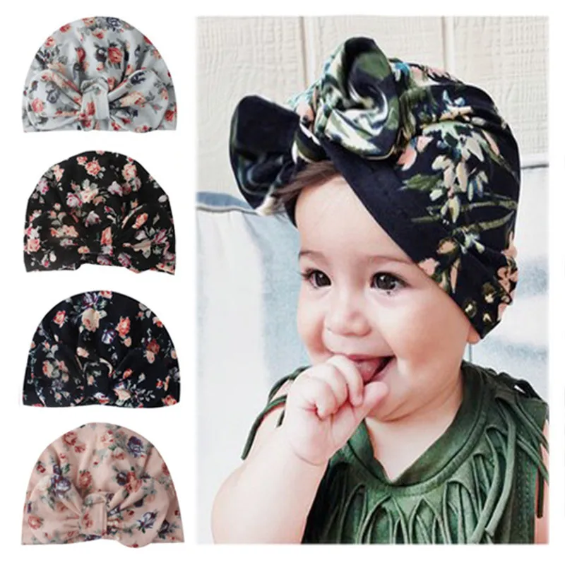 Toddler Infant Baby Boy Girl Kids Sun Hat Floral Bowknot Cap Turban Photo Props