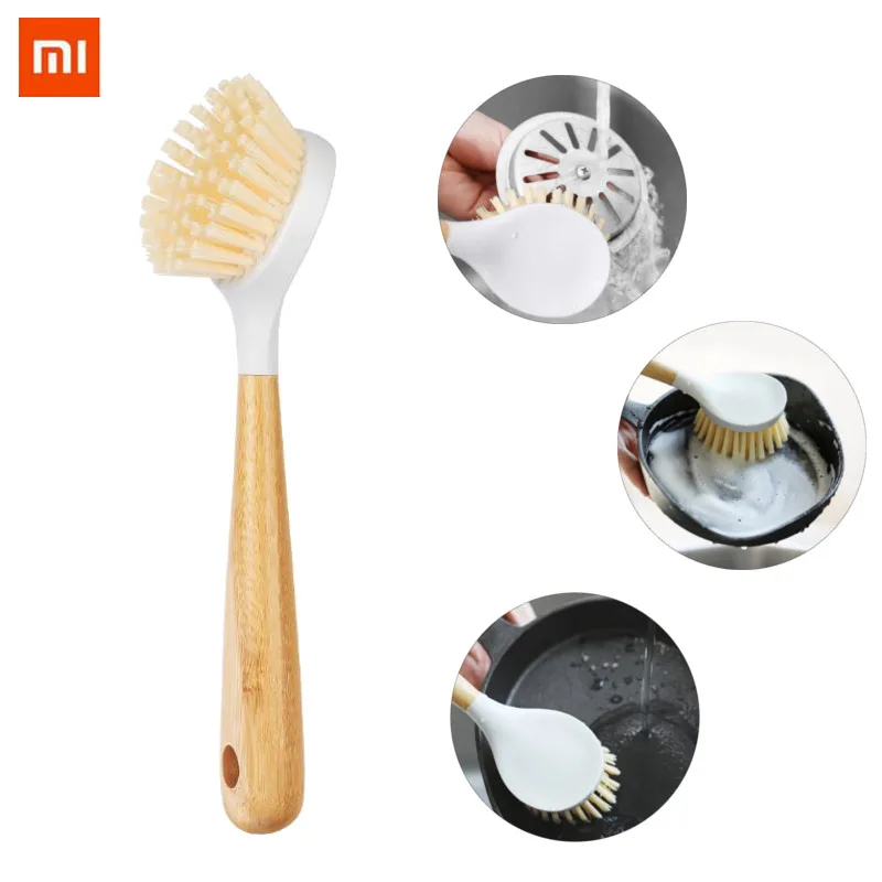 

XIAOMI Multifunction Nylon Dish Bowl Cleaning Brush With Bamboo Long Handle Kitchen Pot Pan Cleaner Washing Tool