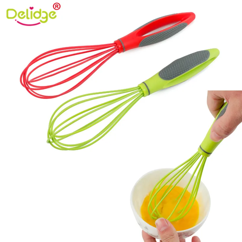 

Delidge 1Pc Hand Egg Mixer Silicone Egg Beaters Kitchen Tools Balloon Whisk Milk Cream for Blending Stirring Cooking Foamer