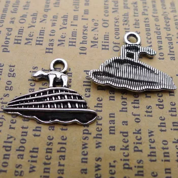 

200pcs Exquisite Cruise ship animal charms pendants 16*21mm Antique silver bag accessories Jewelry earring bracelet necklace
