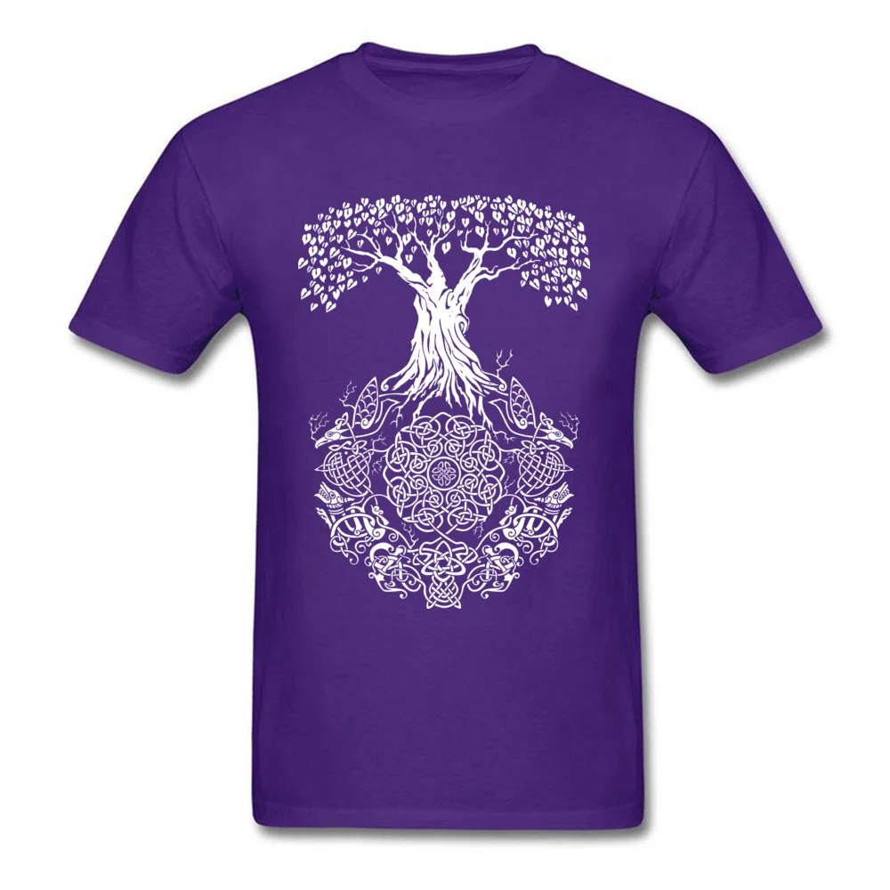 Tops Tees T-Shirt Yggdrasil Tree of Life NEW YEAR DAY Short Sleeve 100% Cotton Round Neck Men T Shirts 3D Printed Discount Yggdrasil Tree of Life purple
