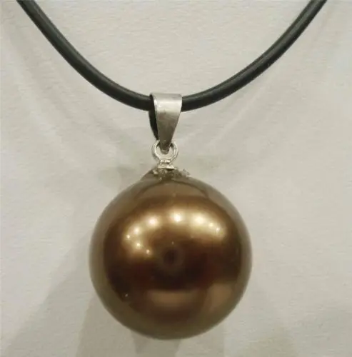 

huge round 16mm Chocolate brown south sea Shell pearl necklace NEW