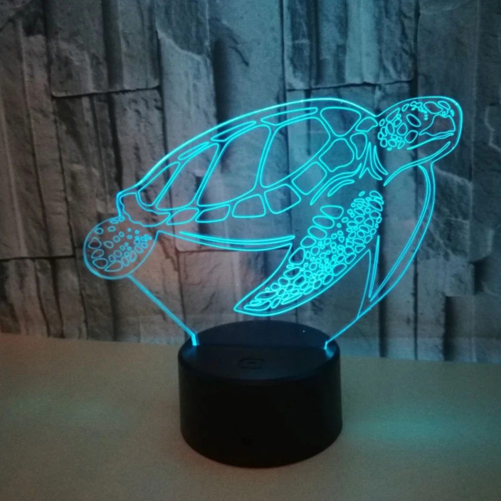 

3D Tortoise Lights 7 Colors Change LED Desk Lights Fashion 3D Visual Atmosphere Lamp New Year Birthday Gift Bedroom Table Lamp