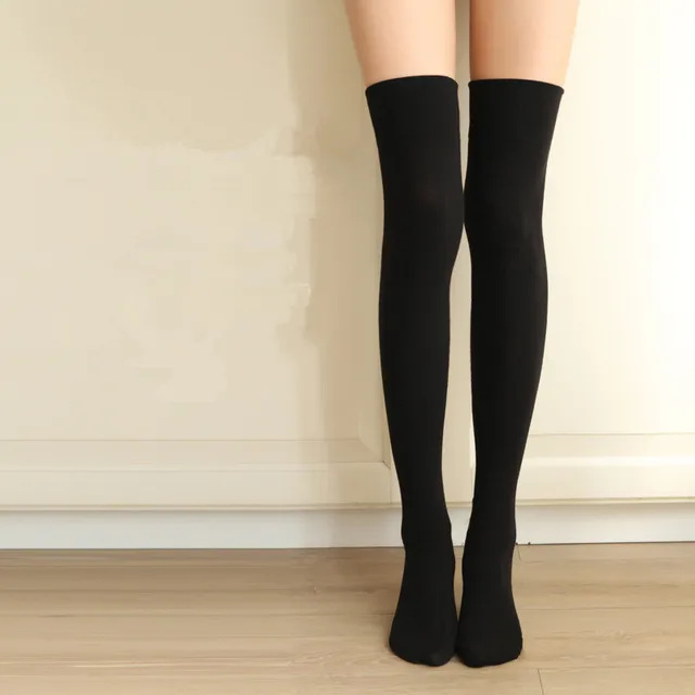Cotton thread Girls over knee socks Japanese trend college women socks ...